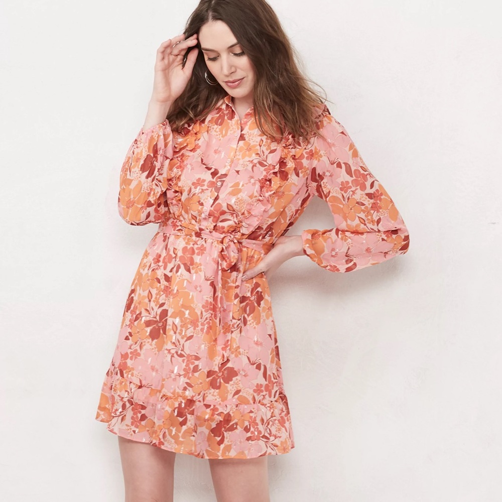 Lauren Conrad women’s M long sleeve ruffle mini dress